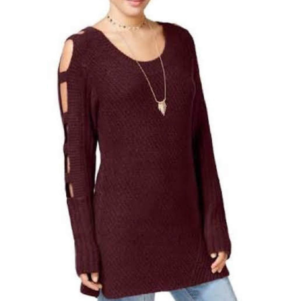 Crave Fame Burgundy Open Long Sleeve sweater M